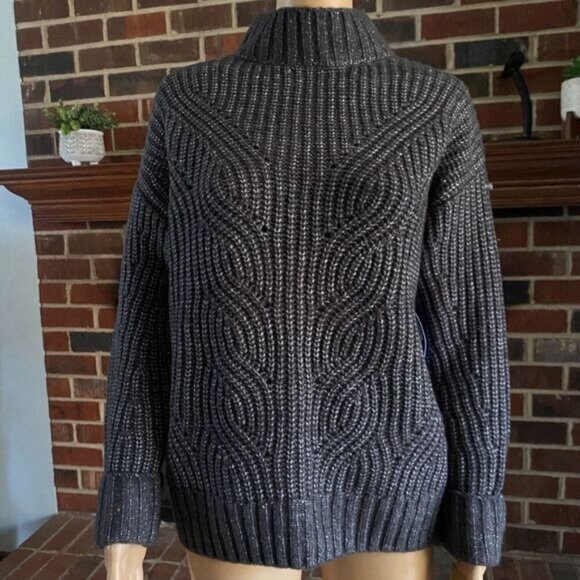 COLUMBIA Pine Street Mock Neck Wool Blend Heather Gray Sweater size XS Coat NEW - Picture 8 of 16